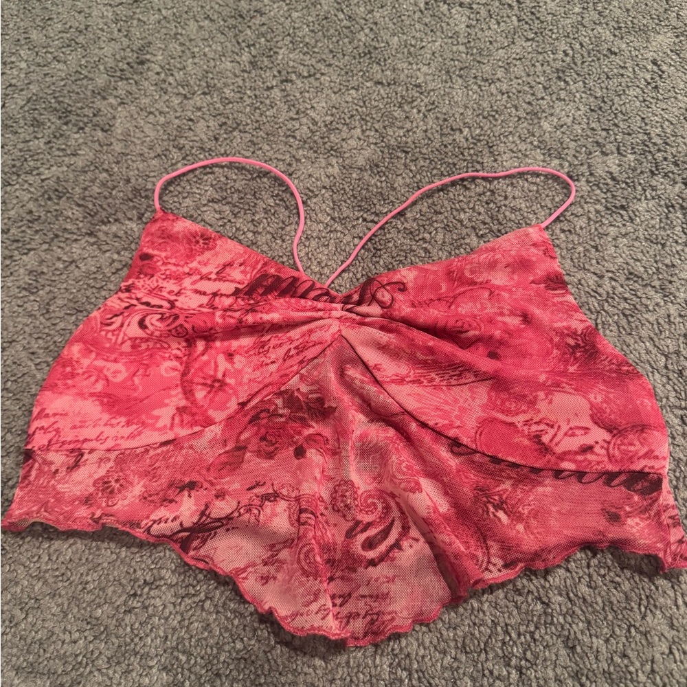 Women's Pink Lace Going Out Top